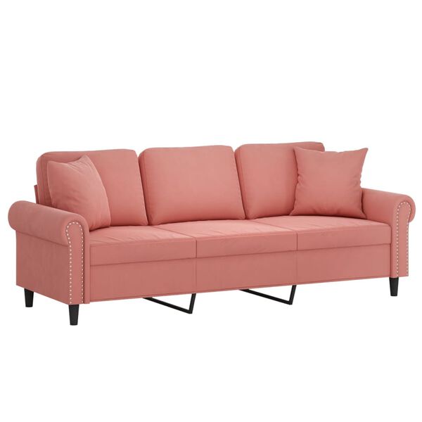 vidaXL 3-personers sofa med puder og hynder 180 cm velour lyser&oslash;d