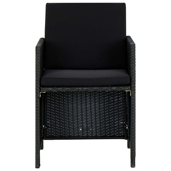 vidaXL udend&oslash;rs spisebordss&aelig;t 5 dele med hynder polyrattan sort