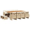 vidaXL spisebordss&aelig;t til haven 13 dele med hynder polyrattan beige