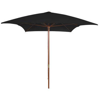 vidaXL parasol med træstang 200x300 cm sort