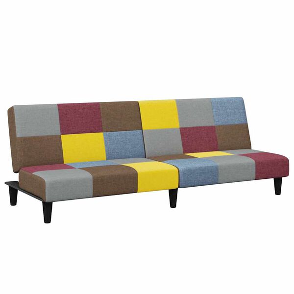 vidaXL 2-personers sovesofa med fodskammel stof patchwork