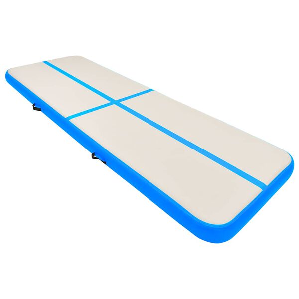 vidaXL oppustelig gymnastikm&aring;tte m. pumpe 500x100x15 cm PVC bl&aring;