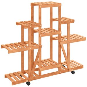 vidaXL blomsterstativ med hjul 110x25x101 cm massivt fyrretr&aelig;