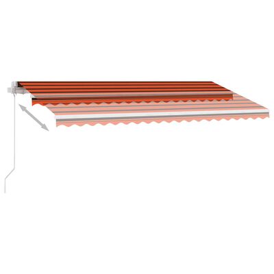 vidaXL markise m. LED-lys 400x300 cm manuel betjening orange og brun