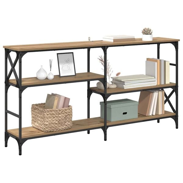 vidaXL Konsolbord Artisan Egetr&aelig; 150 x 29 x 76,5 cm Konstrueret tr&aelig;