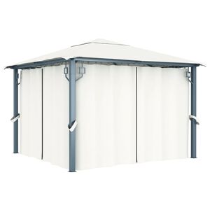 vidaXL havepavillon med gardin 300x300 cm aluminium cremefarvet
