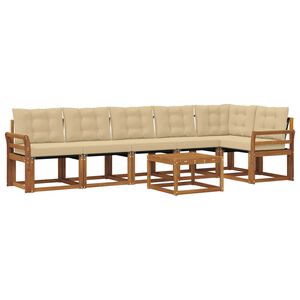 vidaXL Udend&oslash;rs sofagruppe med pude 7 pcs Naturlig og Beige