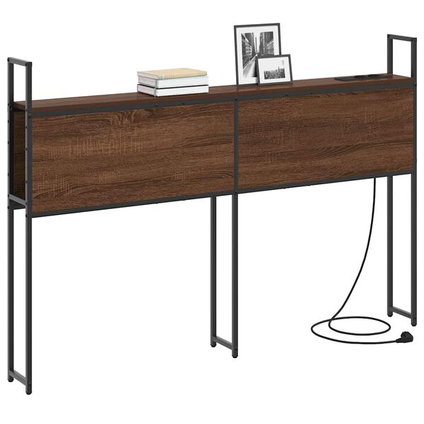 vidaXL Opbevaringshovedgavl med Opladningsstation Brun eg 120 cm