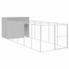 vidaXL hundehus med l&oslash;beg&aring;rd 214x661x181 cm galvaniseret st&aring;l lysegr&aring;