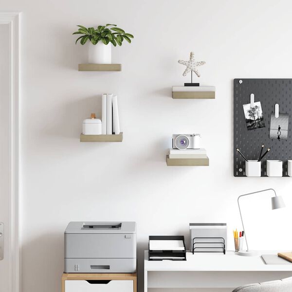 vidaXL v&aelig;ghylder 4 stk. 23x23,5x3,8 cm MDF egetr&aelig;sfarve