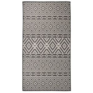 vidaXL fladv&aelig;vet udend&oslash;rst&aelig;ppe 80x150 cm stribet sort
