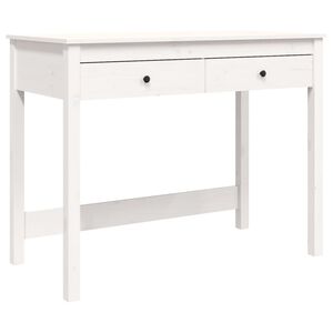 vidaXL skrivebord med skuffer 100x50x78 cm massivt fyrretr&aelig; hvid