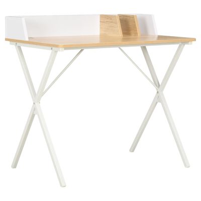 vidaXL skrivebord 80 x 50 x 84 cm hvid og naturfarvet
