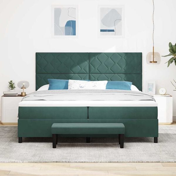 vidaXL Box spring seng med madras M&oslash;rkegr&oslash;n 200 x 200 cm Fl&oslash;jl