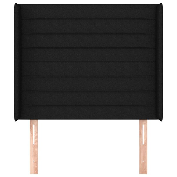 vidaXL sengegavl med kanter 93x16x118/128 cm stof sort