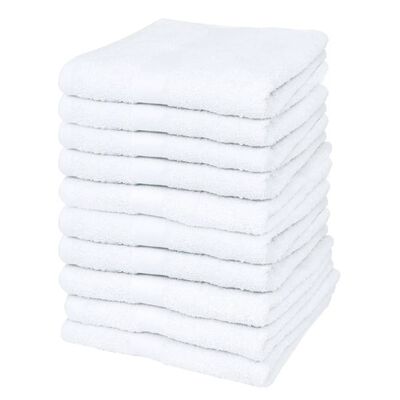 vidaXL gæstehåndklædesæt 10 stk. bomuld 500 gsm 30x50 cm hvid