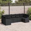vidaXL Sofa S&aelig;t med pude 7 pcs Sort polyrattan
