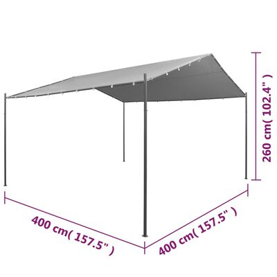 vidaXL havepavillon stål 400 x 400 x 260 cm antracitgrå
