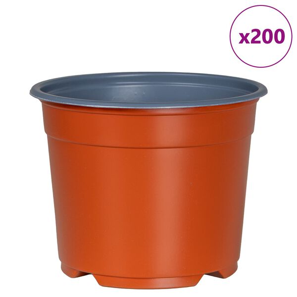 vidaXL Blomsterpotte 200 pcs Terrakotta &Oslash; 15 x 12,5 cm Plastik