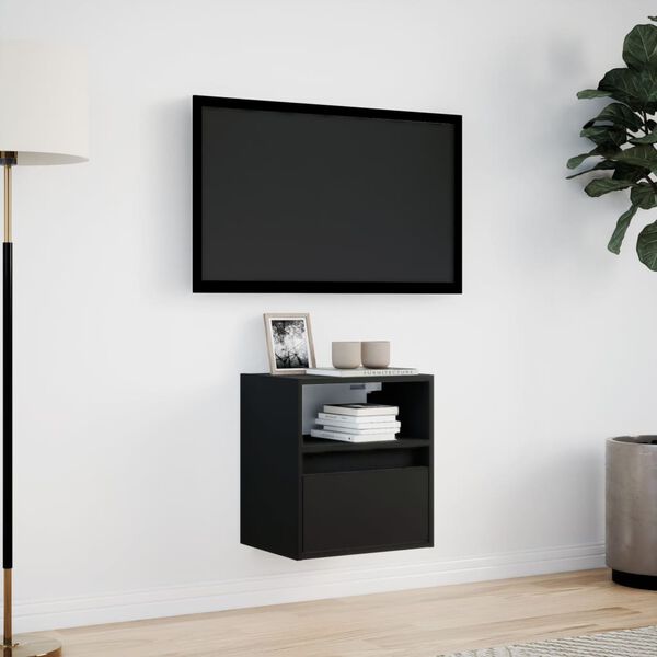 vidaXL v&aelig;gh&aelig;ngt tv-bord med LED-lys 41x31x45 cm sort