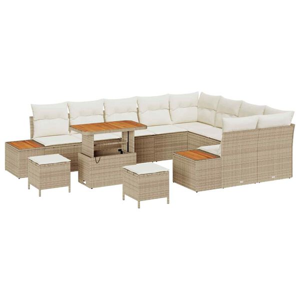 vidaXL Havesofa S&aelig;t 12 pcs Beige polyrattan