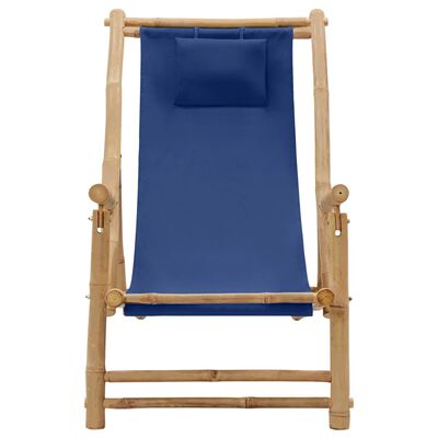 vidaXL strandstol bambus og kanvas marineblå