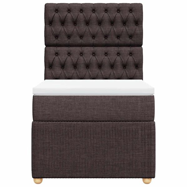 vidaXL kontinentalseng med madras 90x200 cm stof m&oslash;rkebrun