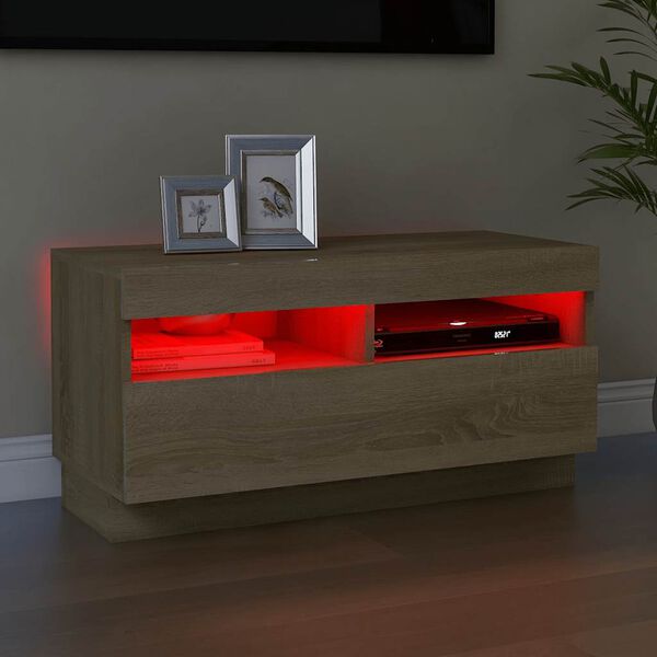 vidaXL tv-bord med LED-lys 80x35x40 cm sonoma-eg