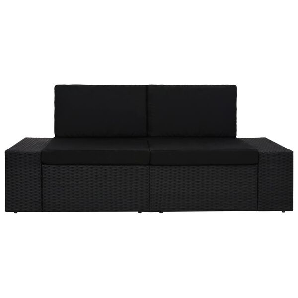 vidaXL 2-personers sofa modul&aelig;r polyrattan sort