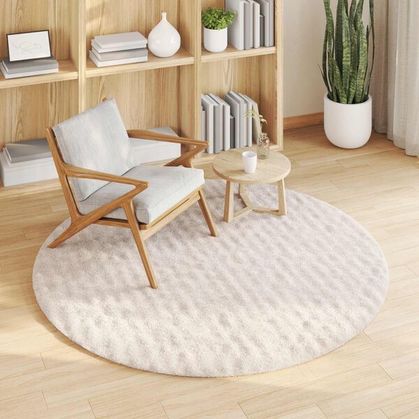 vidaXL Omr&aring;det&aelig;pper Rund HUARTE Beige &Oslash; 160 CM Polyester