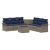vidaXL Sofa S&aelig;t 8 stk. Gr&aring; og Marinebl&aring; Poly Rattan og St&aring;l