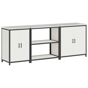 vidaXL K&oslash;kkenopbevaringss&aelig;t med hylde Andet med d&oslash;r 3 pcs Hvid St&aring;l