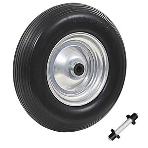 vidaXL trilleb&oslash;rshjul med aksel massivt PU 4.00-8 390 mm