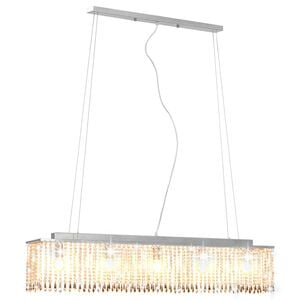 vidaXL loftslampe med krystalperler 104 cm E14 sølvfarvet