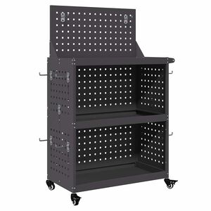 vidaXL V&aelig;rkt&oslash;jsvogn med hylde Sort 65 x 35 x 111 cm Koldvalset st&aring;l
