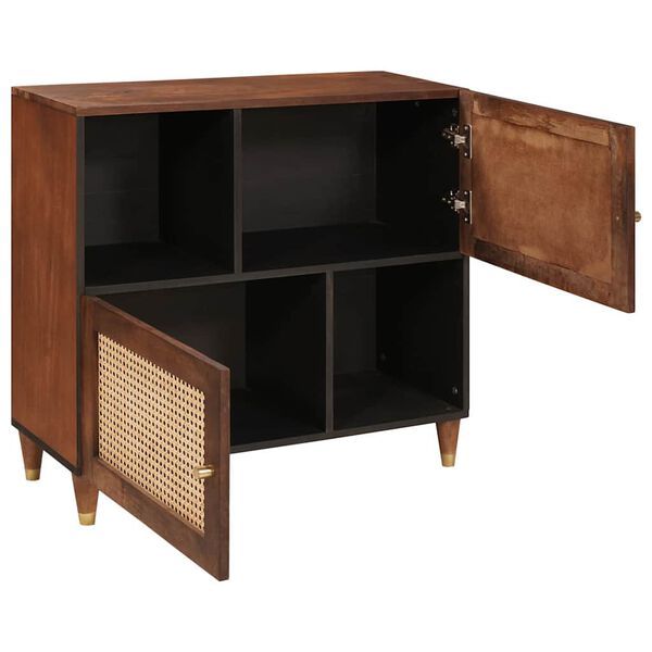vidaXL Sideboard Brun 80 x 33.5 x 75 cm Rattan og solid mango træ