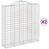 vidaXL buede gabionkurve 2 stk. 200x50x200/220 cm galvaniseret jern