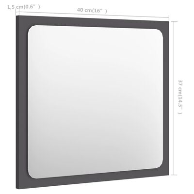 vidaXL badeværelsesspejl 40x1,5x37 cm spånplade grå