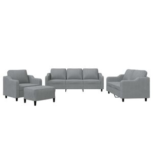 vidaXL sofas&aelig;t 4 dele med hynder stof lysegr&aring;