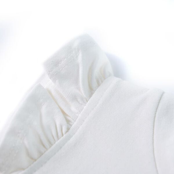 T-shirt til børn str. 92 med flæser ecrufarvet