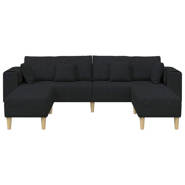 vidaXL Sofa med pude 3 pcs Sort Stof