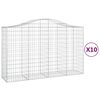 vidaXL buede gabionkurve 10 stk. 200x50x120/140 cm galvaniseret jern