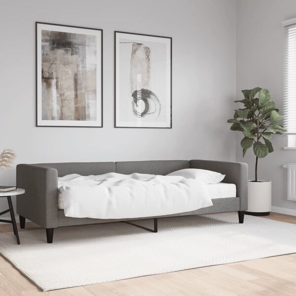 vidaXL daybed med madras 90x190 cm stof m&oslash;rkegr&aring;