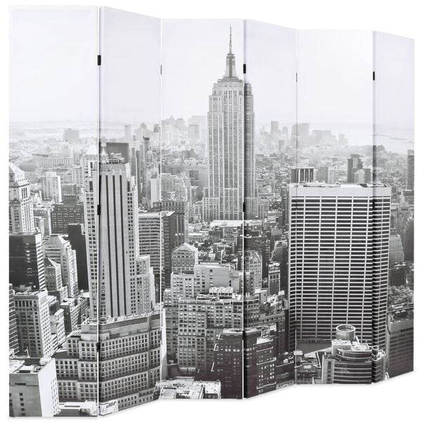 vidaXL foldbar rumdeler 228 x 170 cm New York by Day sort og hvid