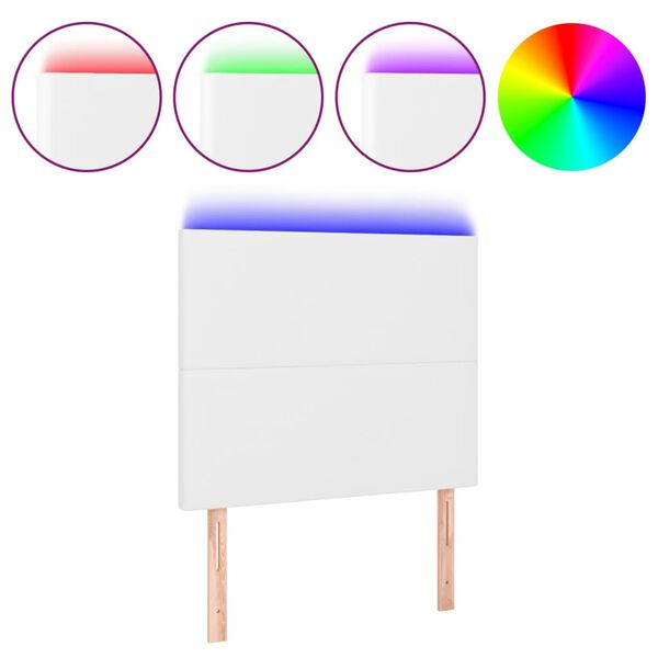 vidaXL sengegavl med LED-lys 100x5x118/128 cm kunstlæder hvid