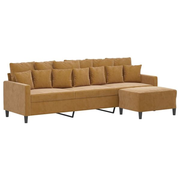 vidaXL 3-personers sofa med fodskammel 210 cm velour brun