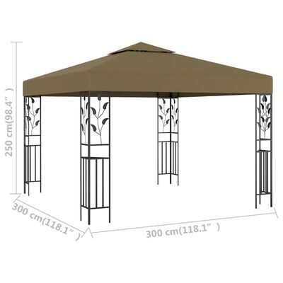 vidaXL pavillon 3x3 m 180 g/m² gråbrun