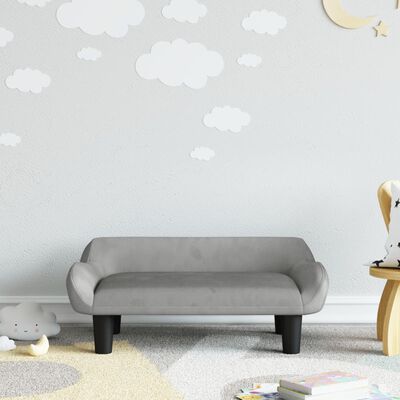 vidaXL sofa til børn 70x40x24 cm velour lysegrå