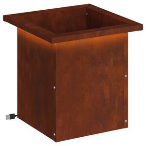 vidaXL Plantekasse med LED Rusten 30 x 30 x 30 cm Cortenst&aring;l