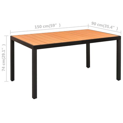vidaXL spisebordssæt til haven 7 dele sort og brun